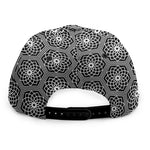 White And Black Lotus Pattern Print Snapback Cap