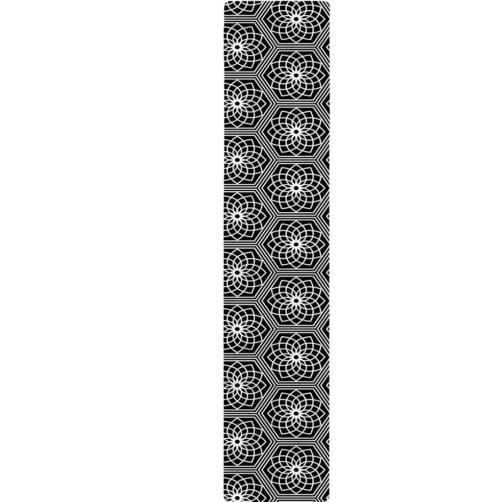 White And Black Lotus Pattern Print Table Runner