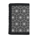 White And Black Lotus Pattern Print Trifold Wallet
