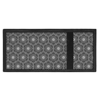 White And Black Lotus Pattern Print Trifold Wallet