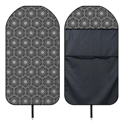 White And Black Lotus Pattern Print Waterproof Car Seat Cover