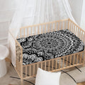 White And Black Mandala Print Baby Crib Sheet