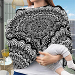 White And Black Mandala Print Baby Seat Cover