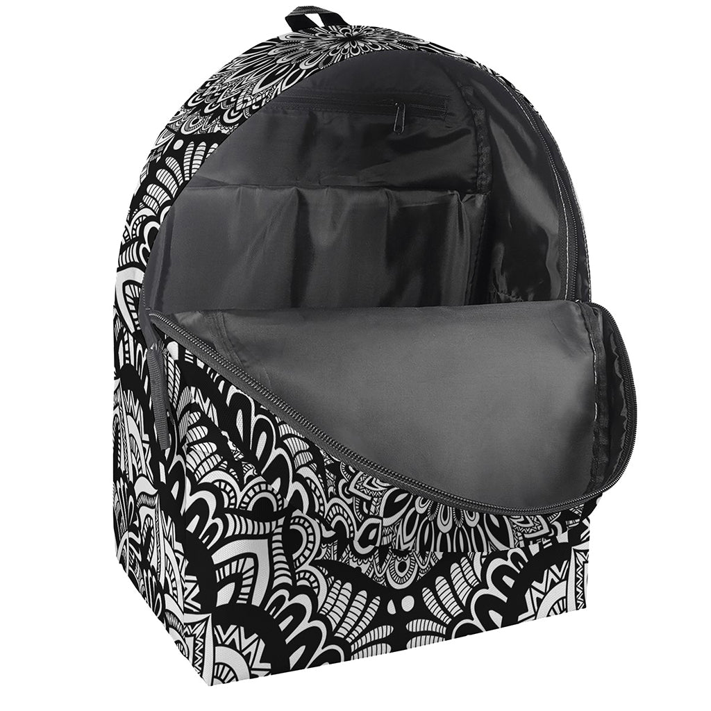White And Black Mandala Print Backpack