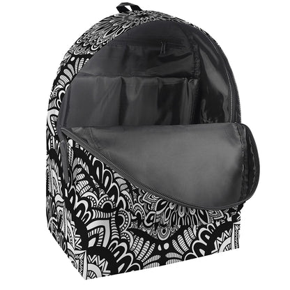 White And Black Mandala Print Backpack