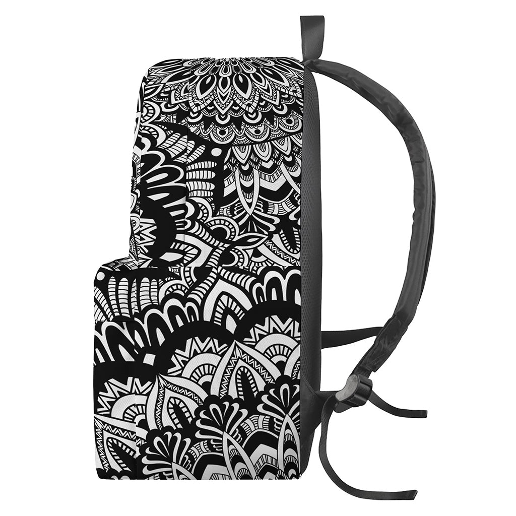 White And Black Mandala Print Backpack