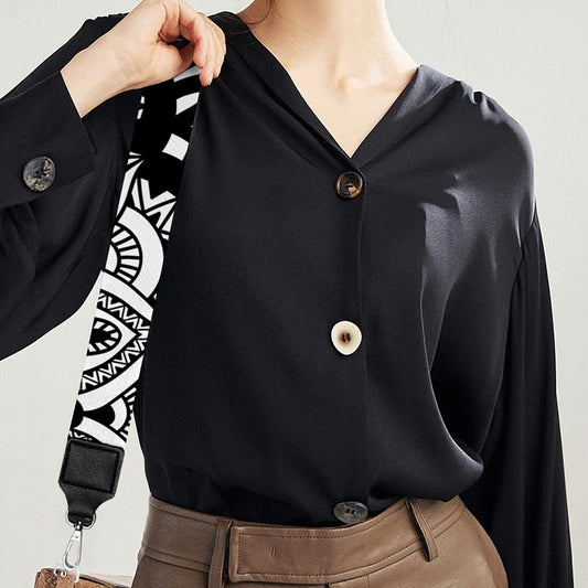 White And Black Mandala Print Bag Strap