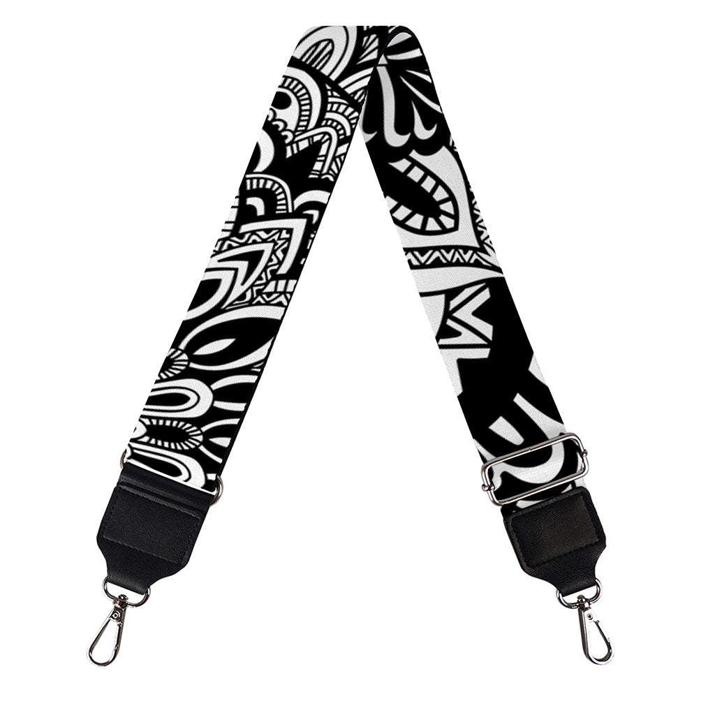 White And Black Mandala Print Bag Strap