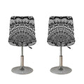 White And Black Mandala Print Bar Stool Covers