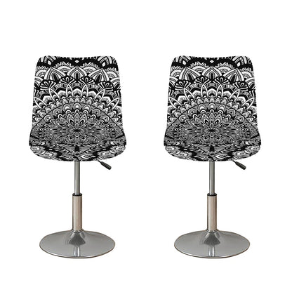 White And Black Mandala Print Bar Stool Covers