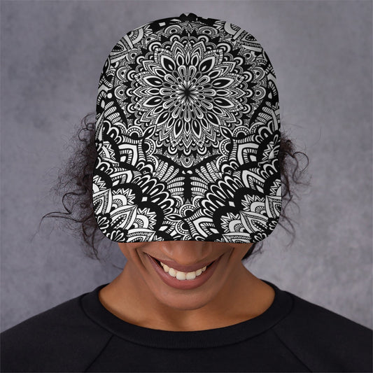 White And Black Mandala Print Baseball Cap