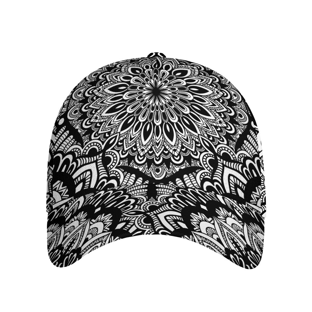 White And Black Mandala Print Baseball Cap