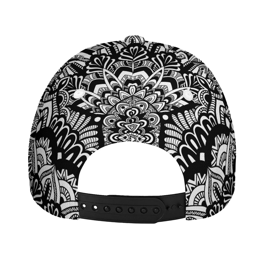 White And Black Mandala Print Baseball Cap