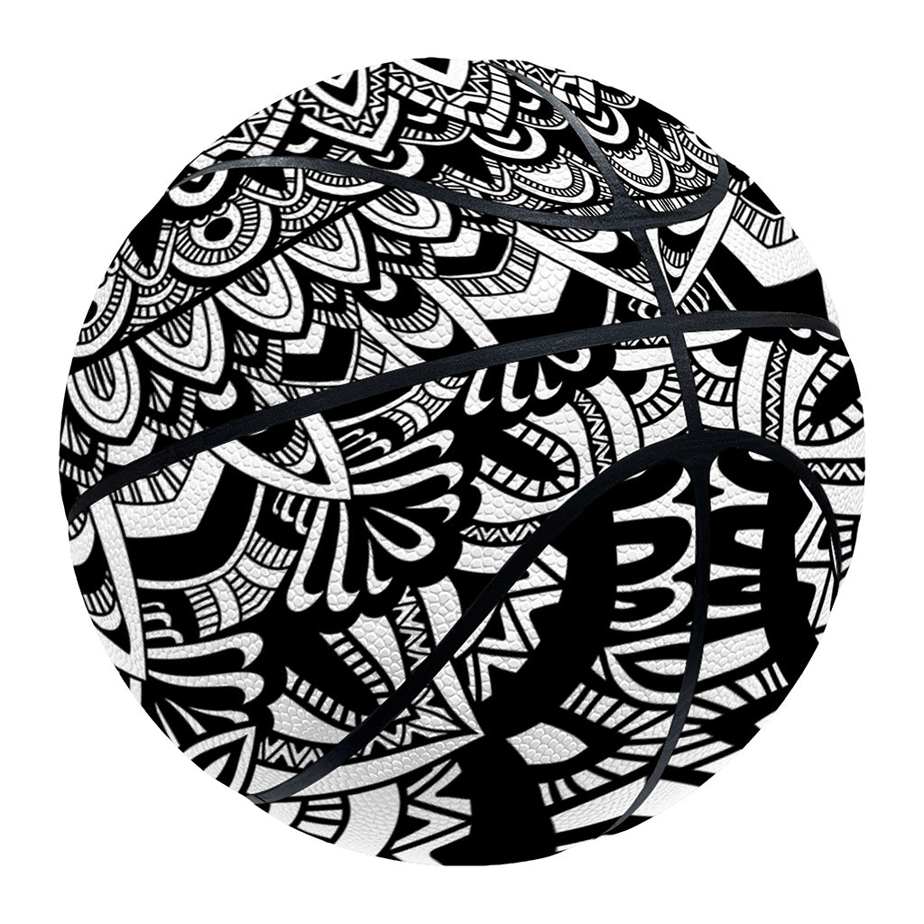 White And Black Mandala Print Basketball