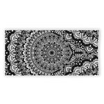 White And Black Mandala Print Beach Towel