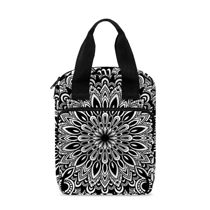 White And Black Mandala Print Bible Tote Bag