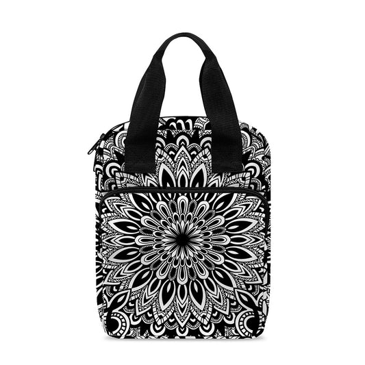 White And Black Mandala Print Bible Tote Bag