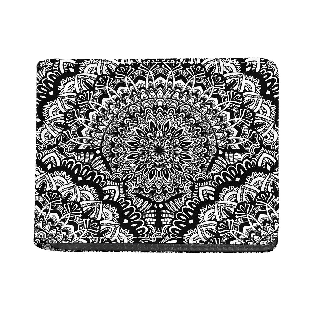 White And Black Mandala Print Bifold Wallet