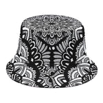 White And Black Mandala Print Bucket Hat