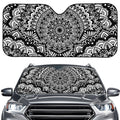 White And Black Mandala Print Car Windshield Sun Shade