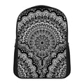 White And Black Mandala Print Casual Backpack