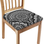 White And Black Mandala Print Chair Cushion Cover