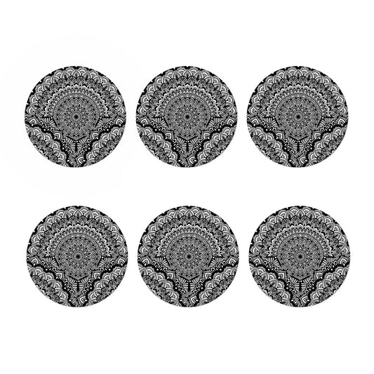 White And Black Mandala Print Coaster Set
