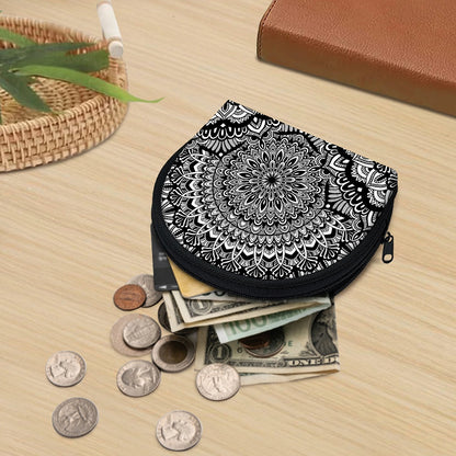 White And Black Mandala Print Coin Purse
