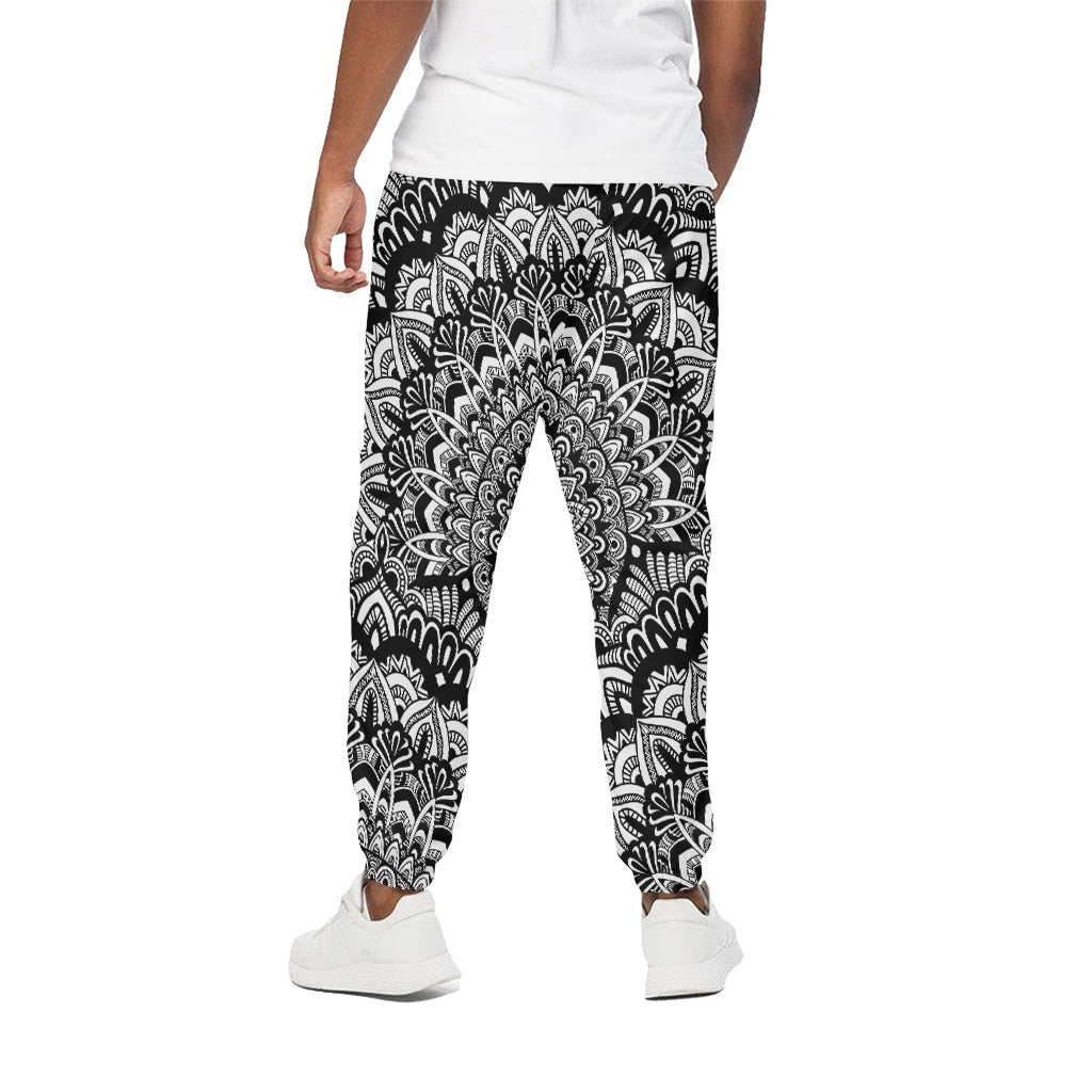 White And Black Mandala Print Cotton Pants