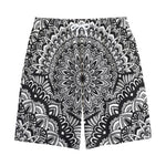 White And Black Mandala Print Cotton Shorts