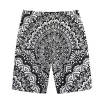 White And Black Mandala Print Cotton Shorts