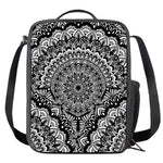 White And Black Mandala Print Crossbody Lunch Bag
