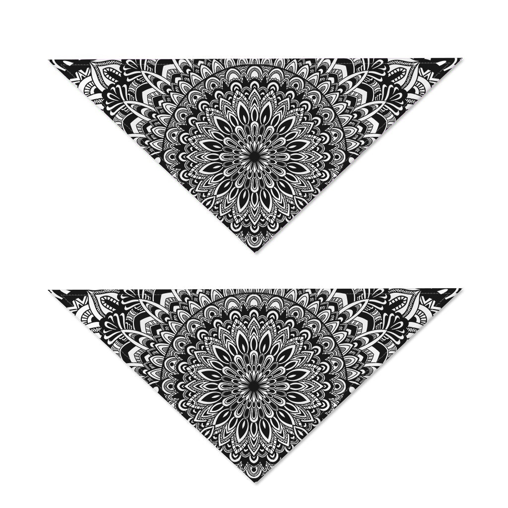 White And Black Mandala Print Dog Bandana