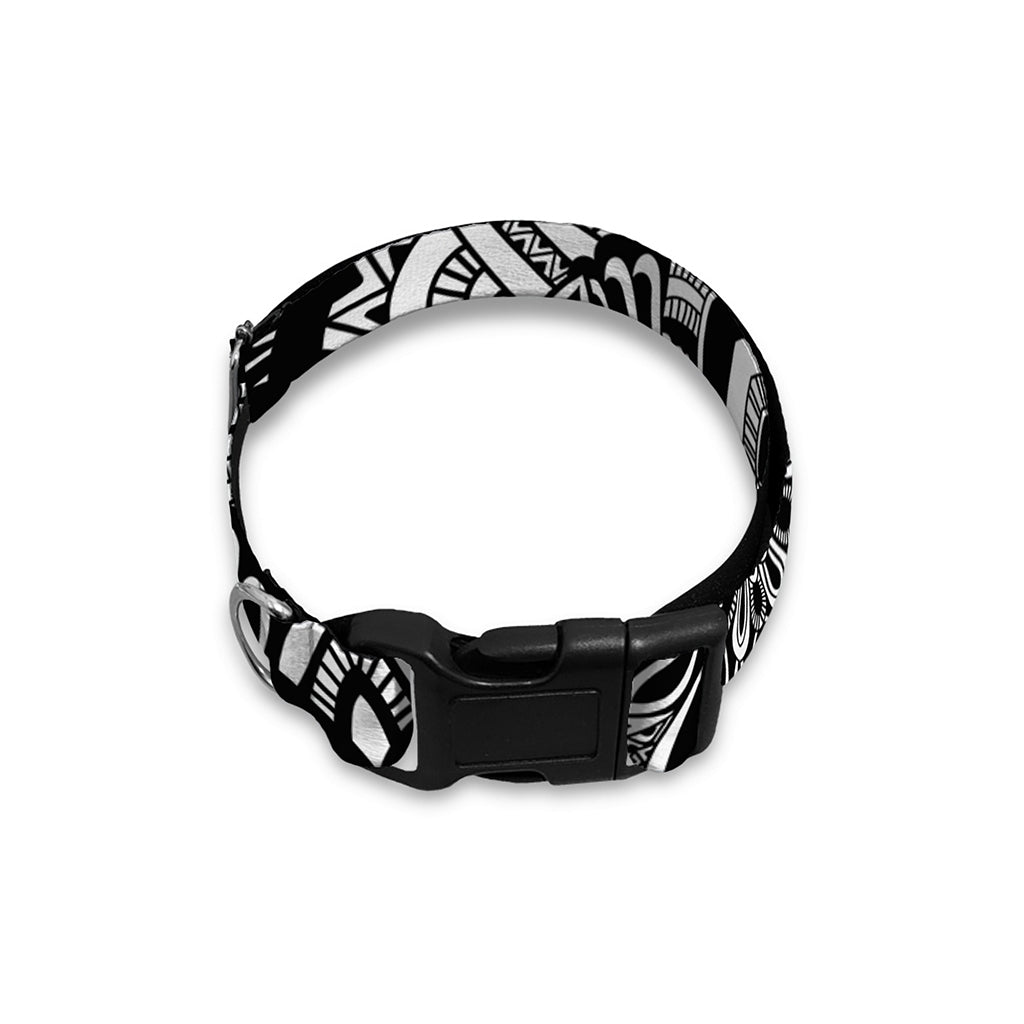 White And Black Mandala Print Dog Collar