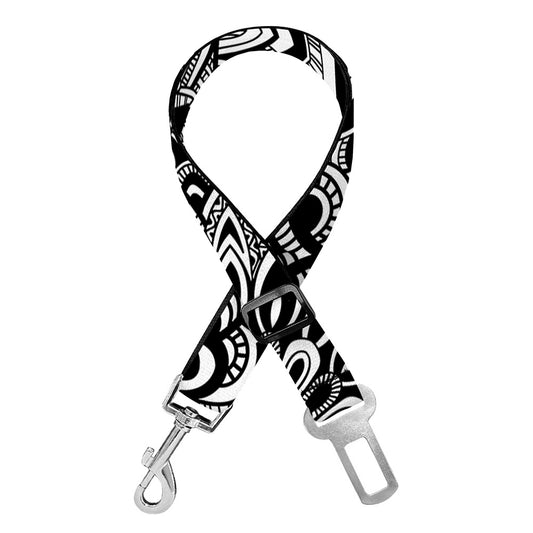 White And Black Mandala Print Dog Seat Belt