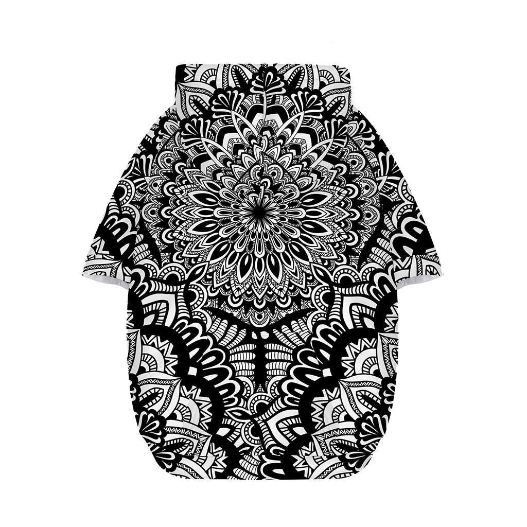 White And Black Mandala Print Dog Zip Up Hoodie