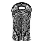 White And Black Mandala Print Double Neoprene Wine Tote