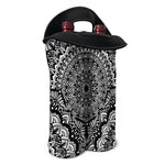 White And Black Mandala Print Double Neoprene Wine Tote