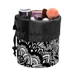 White And Black Mandala Print Drawstring Makeup Bag