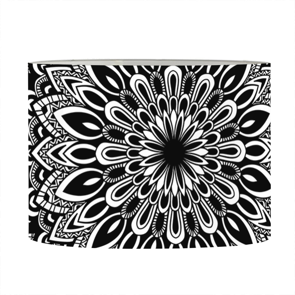 White And Black Mandala Print Drum Lamp Shade