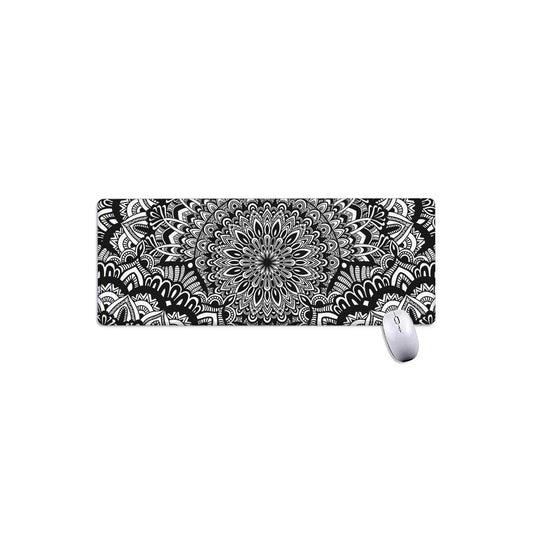 White And Black Mandala Print Extended Mouse Pad