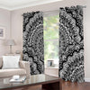 White And Black Mandala Print Extra Wide Grommet Curtains