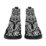 White And Black Mandala Print Flat Ankle Boots