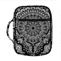 White And Black Mandala Print Front Pocket Bible Bag