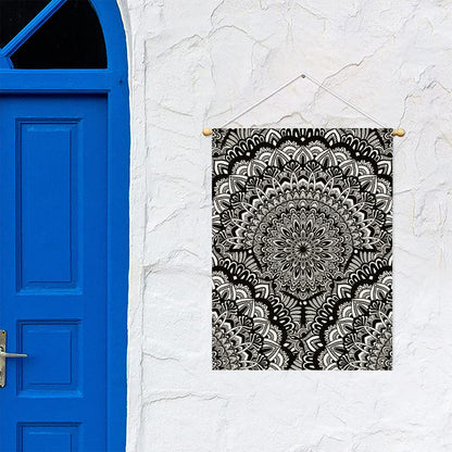 White And Black Mandala Print Garden Flag