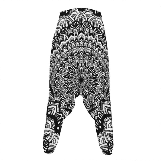 White And Black Mandala Print Hammer Pants