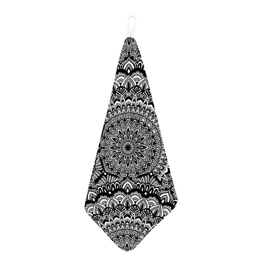 White And Black Mandala Print Hand Towel