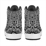 White And Black Mandala Print High Top Leather Sneakers