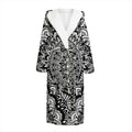 White And Black Mandala Print Hooded Bathrobe