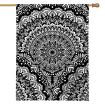 White And Black Mandala Print House Flag